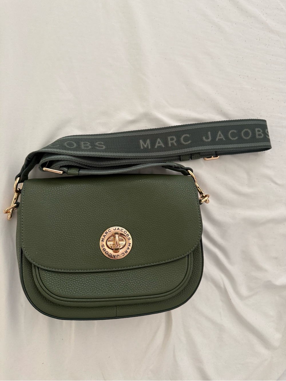Marc Jacobs Green Leather Turn-Lock Crossbody Saddle Bag | Retail $475